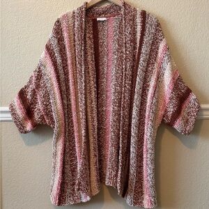 J. Jill Cotton Blend Chunky Knit Boho Colorful Open Front Slouchy Cardigan XL